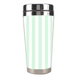 Vertical Stripes - White and Pastel Green Stainless Steel Travel Tumbler