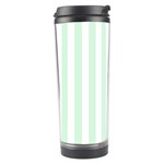 Vertical Stripes - White and Pastel Green Travel Tumbler