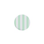 Vertical Stripes - White and Pastel Green 1  Mini Button