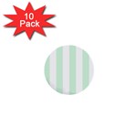 Vertical Stripes - White and Pastel Green 1  Mini Button (10 pack)