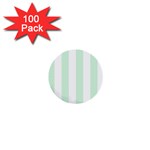 Vertical Stripes - White and Pastel Green 1  Mini Button (100 pack)