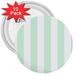 Vertical Stripes - White and Pastel Green 3  Button (10 pack)