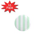 Vertical Stripes - White and Pastel Green 1  Mini Magnet (10 pack)