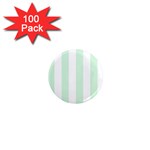 Vertical Stripes - White and Pastel Green 1  Mini Magnet (100 pack)