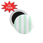 Vertical Stripes - White and Pastel Green 1.75  Magnet (10 pack)