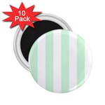 Vertical Stripes - White and Pastel Green 2.25  Magnet (10 pack)