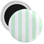 Vertical Stripes - White and Pastel Green 3  Magnet