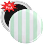 Vertical Stripes - White and Pastel Green 3  Magnet (10 pack)