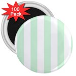 Vertical Stripes - White and Pastel Green 3  Magnet (100 pack)