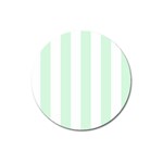 Vertical Stripes - White and Pastel Green Magnet 3  (Round)