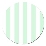 Vertical Stripes - White and Pastel Green Magnet 5  (Round)