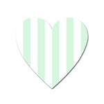 Vertical Stripes - White and Pastel Green Magnet (Heart)