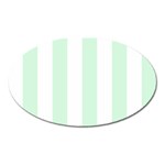 Vertical Stripes - White and Pastel Green Magnet (Oval)