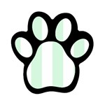 Vertical Stripes - White and Pastel Green Magnet (Paw Print)