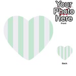 Vertical Stripes - White and Pastel Green Multi-purpose Cards (Heart)