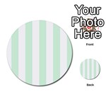 Vertical Stripes - White and Pastel Green Multi-purpose Cards (Round)