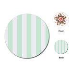 Vertical Stripes - White and Pastel Green Playing Cards (Round)