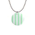 Vertical Stripes - White and Mint Green 1  Button Necklace