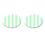 Vertical Stripes - White and Mint Green Cufflinks (Oval)