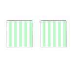 Vertical Stripes - White and Mint Green Cufflinks (Square)