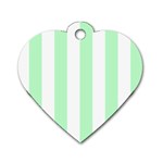 Vertical Stripes - White and Mint Green Dog Tag Heart (One Side)