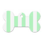 Vertical Stripes - White and Mint Green Dog Tag Bone (One Side)