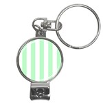 Vertical Stripes - White and Mint Green Nail Clippers Key Chain