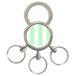 Vertical Stripes - White and Mint Green 3-Ring Key Chain