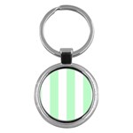 Vertical Stripes - White and Mint Green Key Chain (Round)