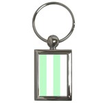 Vertical Stripes - White and Mint Green Key Chain (Rectangle)