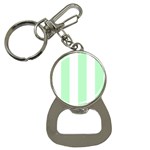 Vertical Stripes - White and Mint Green Bottle Opener Key Chain