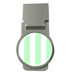 Vertical Stripes - White and Mint Green Money Clip (Round)