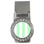 Vertical Stripes - White and Mint Green Money Clip (CZ)