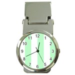 Vertical Stripes - White and Mint Green Money Clip Watch