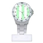 Vertical Stripes - White and Mint Green Nurses Watch