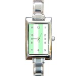 Vertical Stripes - White and Mint Green Rectangle Italian Charm Watch