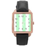 Vertical Stripes - White and Mint Green Rose Gold Leather Watch