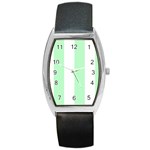 Vertical Stripes - White and Mint Green Barrel Style Metal Watch