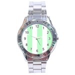 Vertical Stripes - White and Mint Green Stainless Steel Analogue Watch