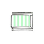 Vertical Stripes - White and Mint Green Italian Charm (9mm)