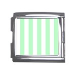 Vertical Stripes - White and Mint Green Mega Link Italian Charm (18mm)