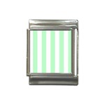 Vertical Stripes - White and Mint Green Italian Charm (13mm)