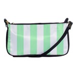 Vertical Stripes - White and Mint Green Shoulder Clutch Bag