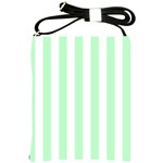 Vertical Stripes - White and Mint Green Shoulder Sling Bag