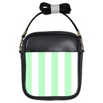 Vertical Stripes - White and Mint Green Girls Sling Bag