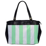 Vertical Stripes - White and Mint Green Oversize Office Handbag (One Side)