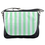 Vertical Stripes - White and Mint Green Messenger Bag