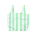 Vertical Stripes - White and Mint Green Full Print Recycle Bag (S)