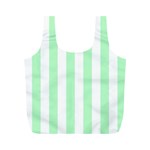 Vertical Stripes - White and Mint Green Full Print Recycle Bag (M)