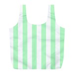 Vertical Stripes - White and Mint Green Full Print Recycle Bag (L)